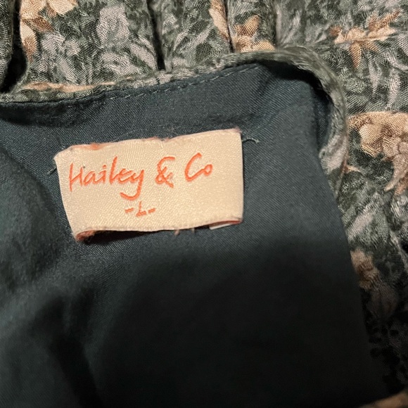 HAILEY & Co Green Floral Long Sleeve Printed Babydoll Dress Large - Picture 9 of 11